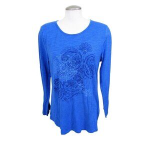 Earth Yoga Top Womens XXL Blue Organic Cotton Long Sleeve Sustainable Organic